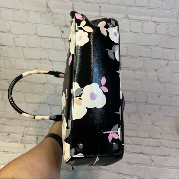 Kate Spade New York Medium Dome Satchel Purse Patterson Drive Black Floral - Picture 7 of 7